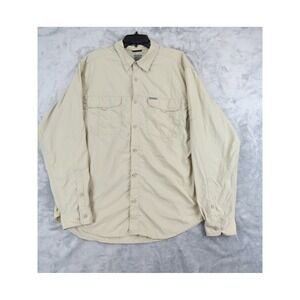 Columbia Titanium Fishing Shirt Mens XL Tan Long Sleeve Button Down Nylon Hiking